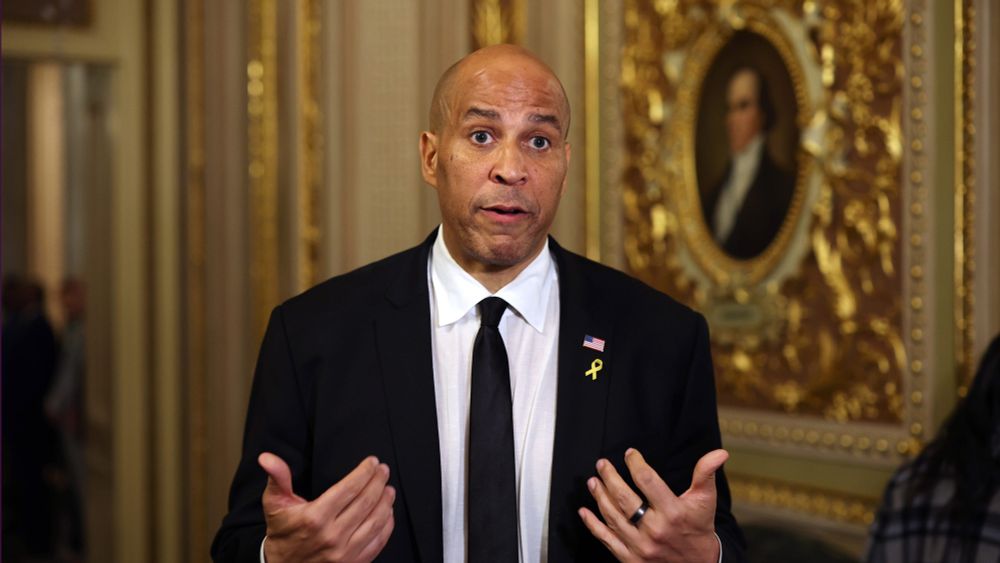 Cory Booker, Hakeem Jeffries start sit-in on Capitol steps, slam Trump budget plan