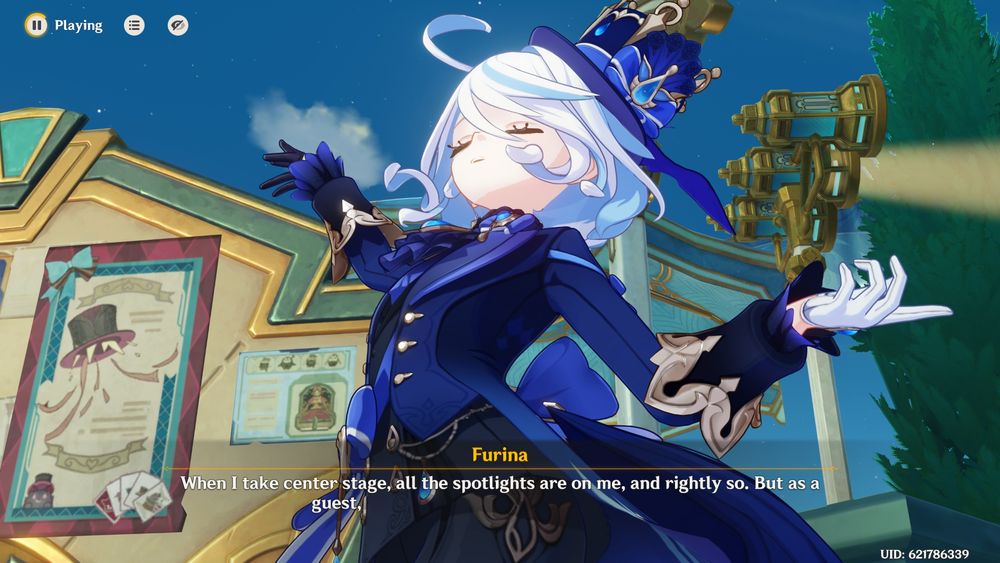 Furina from Genshin impact striking a pose