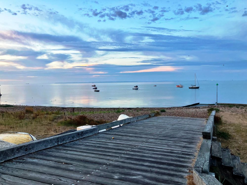 View from a slipway on Thorpe Bay Beach out to sea