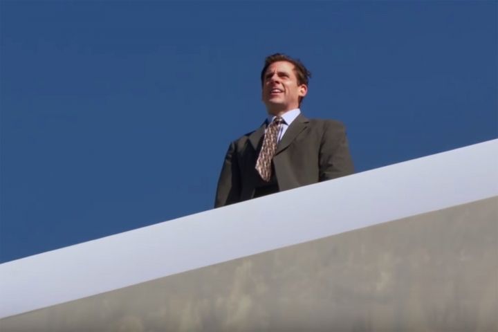 Michael Scott on roof