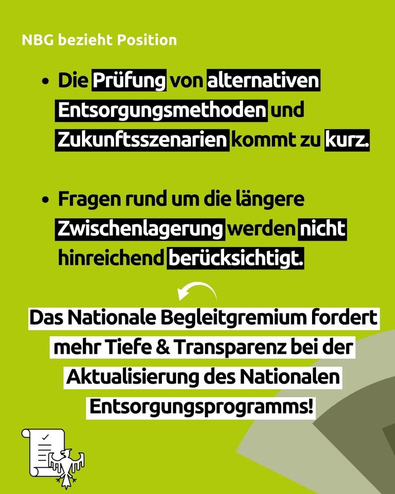 NBG-Stellungnahme zum Nationalen Entsorgungsprogramm (NaPro)