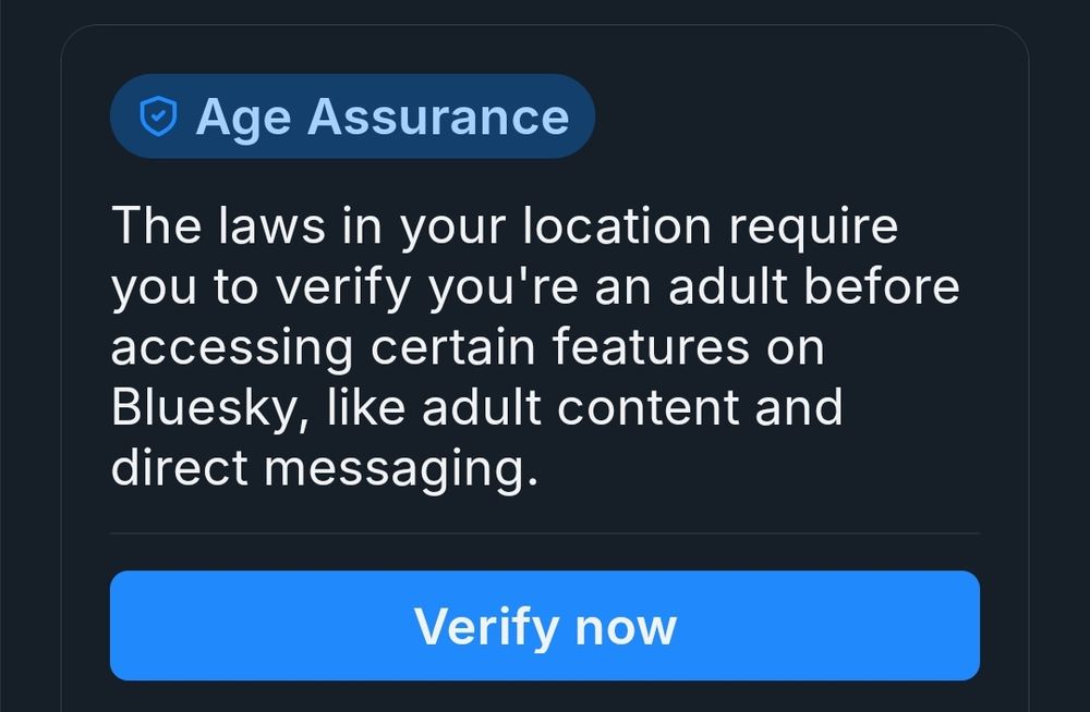 New Age Assurance requirement dialogue in Bluesky settings 