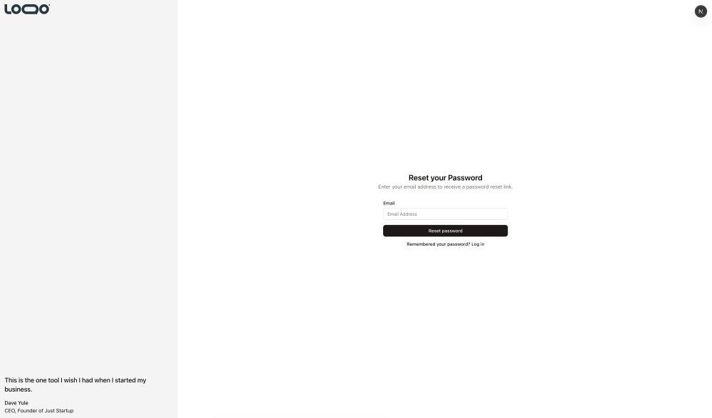 A simple password recovery page with an email field, separated by 1/4 grey-out placeholder for an image