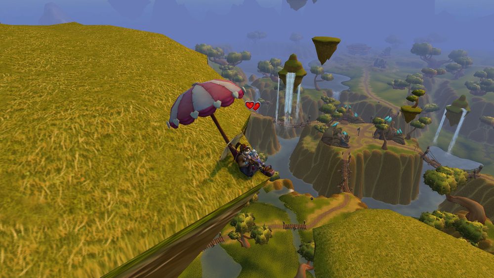 A screenshot of two characters sharing a picnic in Nagrand in world of warcraft