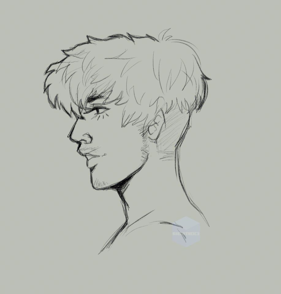 random sketched boy, side profile. 
