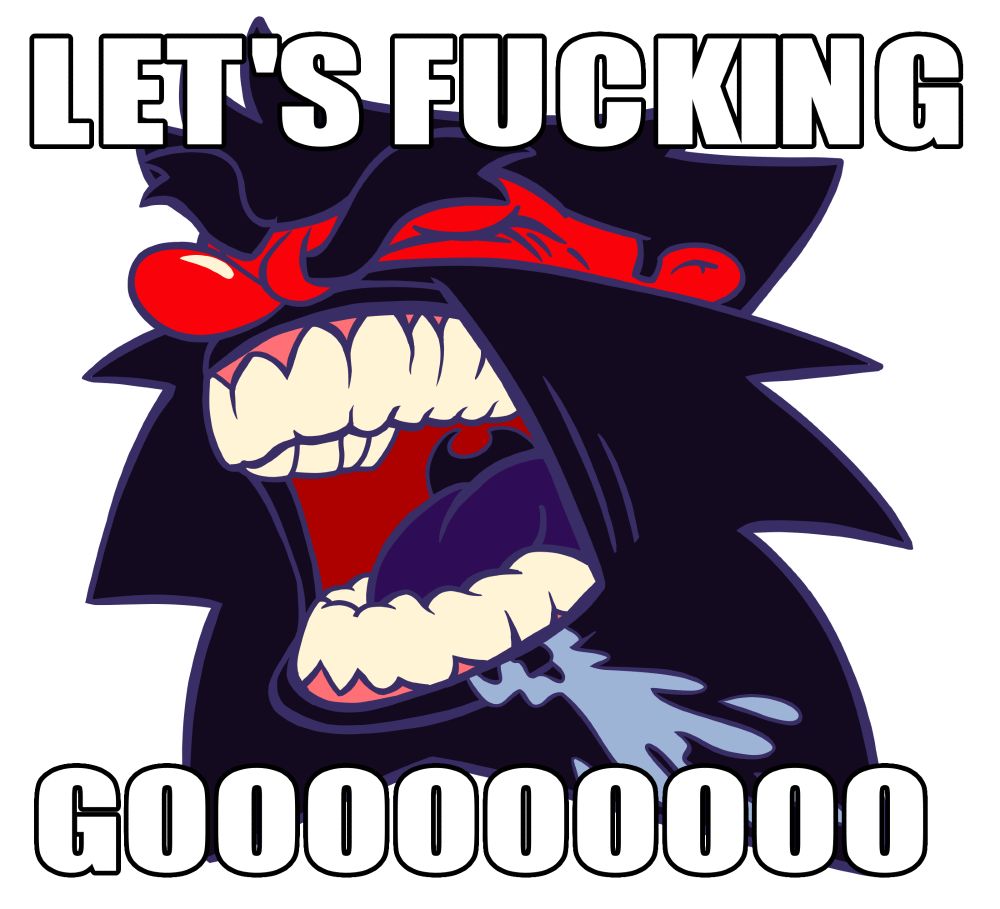 A drawing I made of Anton from Antonblast, doing the "Let's Fucking Go" meme face.