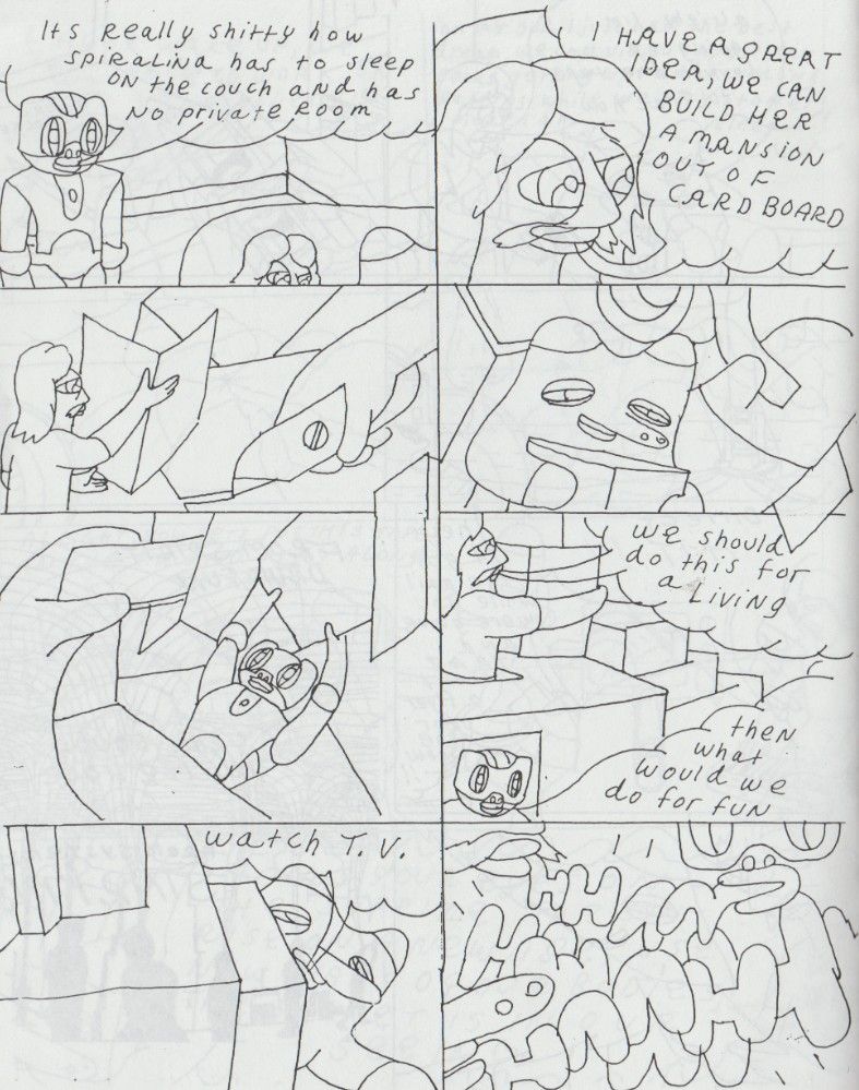 A page from the "Horace" Zine from 1999 that contains characters from The Problem Solverz.