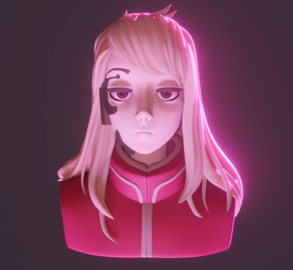 3D bust of a Cyberpunk like girl