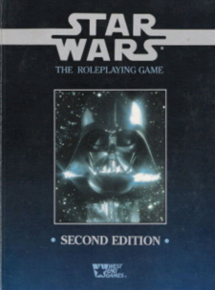 Book Cover - West End Games Star Wars 2nd Edition RPG, features a picture of Darth Vader on a deep blue background.