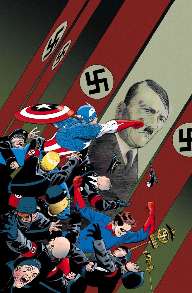 Captain America & Bucky doing what REAL Americans do: punch Nazis 