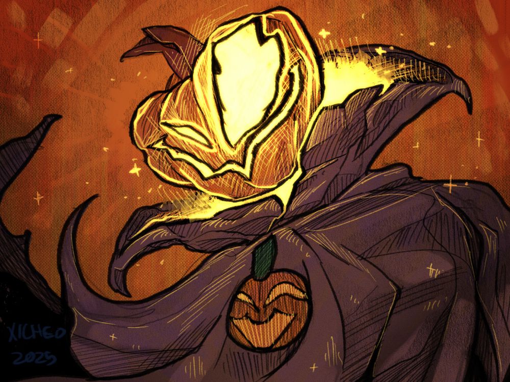 Jack o Lantern headed character looking quite sleek.