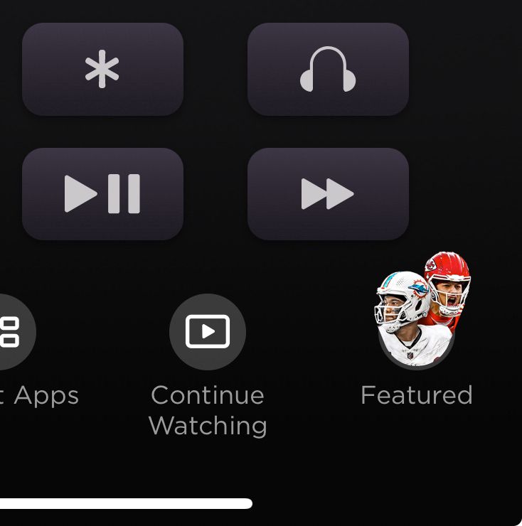 Screenshot of Roku iOS remote app with football guys in corner