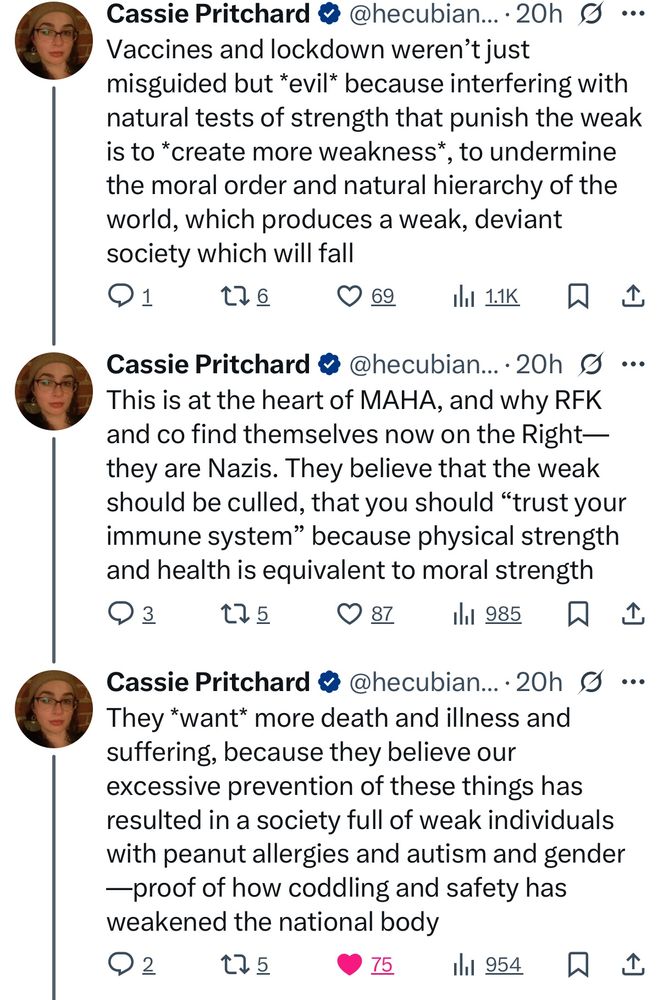 This is at the heart of MAHA, and why RFK and co find themselves now on the Right— they are Nazis. They believe that the weak should be culled, that you should 