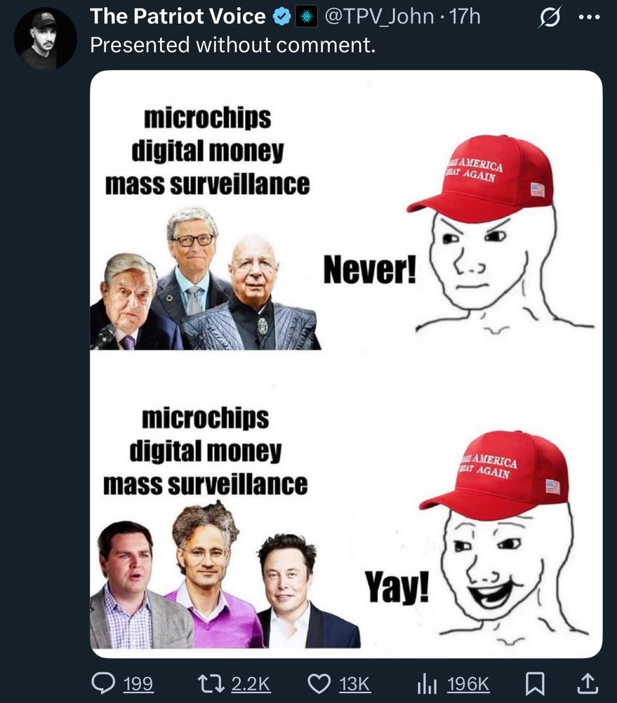 Maga hat man realizes the tech right likes surveillance and tracked money