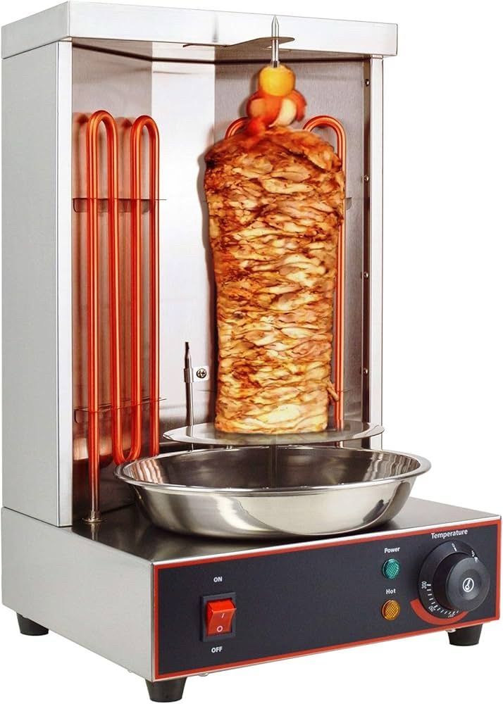 Machine with spinning meat heated by elements