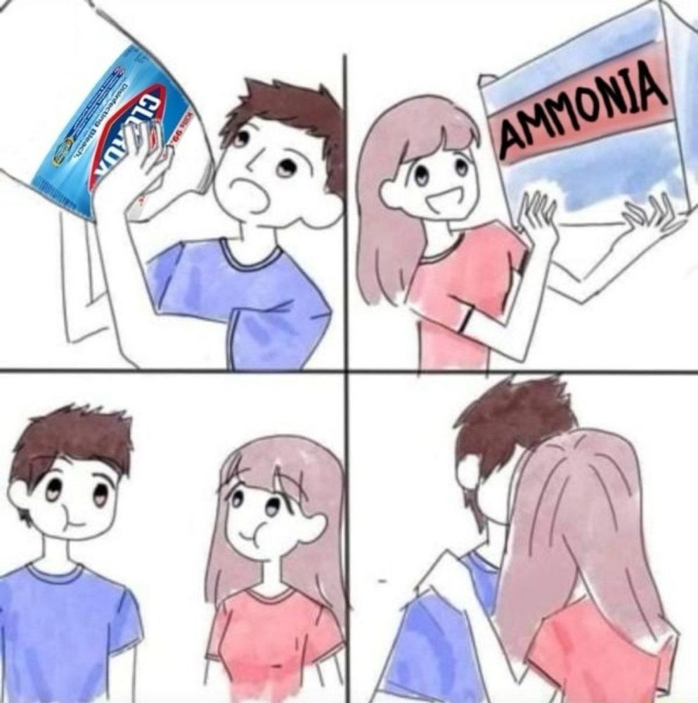 Clorox and ammonia kissing