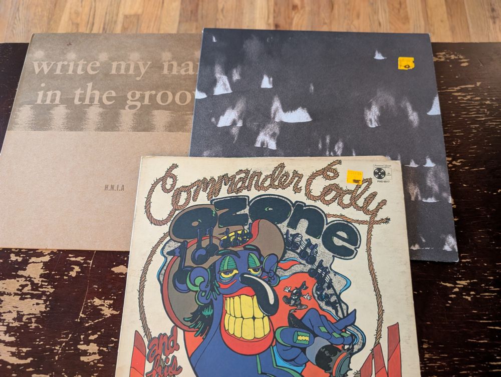 LPs by His Name Is Alive, Heavy Winged, and Commander Cody and his Lost Airmen
