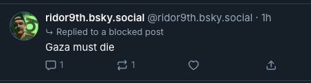 User ridor9th posting "Gaza must die"