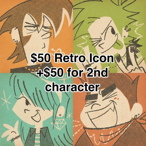 $50 retro icon, +$50 for 2nd character