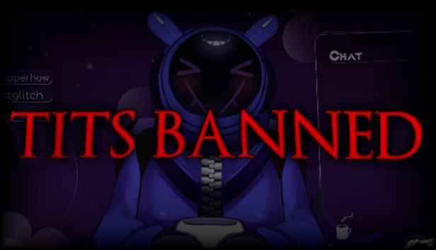 The mantis looks strained and upset over a bright red text that reads "TITS BANNED"