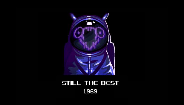 The Mantis pngtuber is set upon a pitch black background with retro videogame text reading "STILL THE BEST 1969" written underneath it.