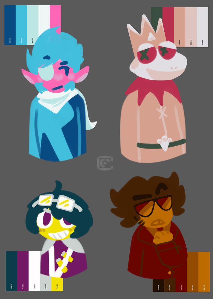 Red Leader, Yellow King, Green Themintist, and Blue Executive