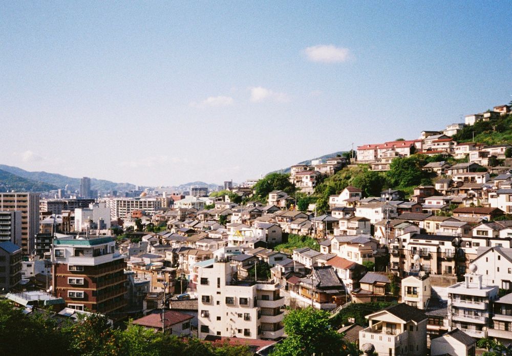 A Nagasaki hillside on a sunny afternoon.