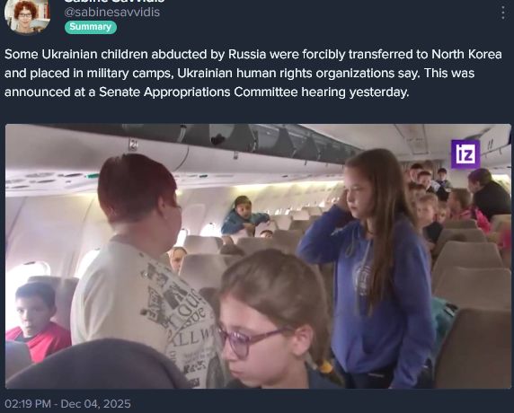 Some Ukrainian children abducted by Russia were forcibly transferred to North Korea and placed in military camps, Ukrainian human rights organizations say. This was announced at a Senate Appropriations Committee hearing yesterday.