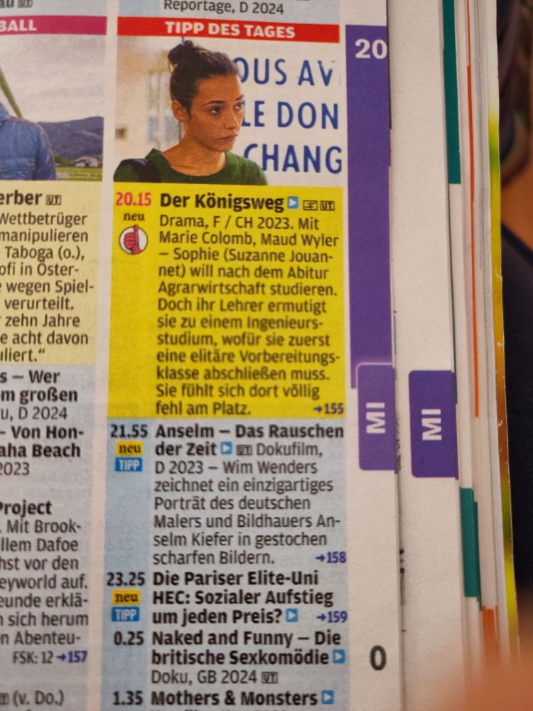 Ausschnitt aus einer Fernsehzeitschrift zum o.g. Film