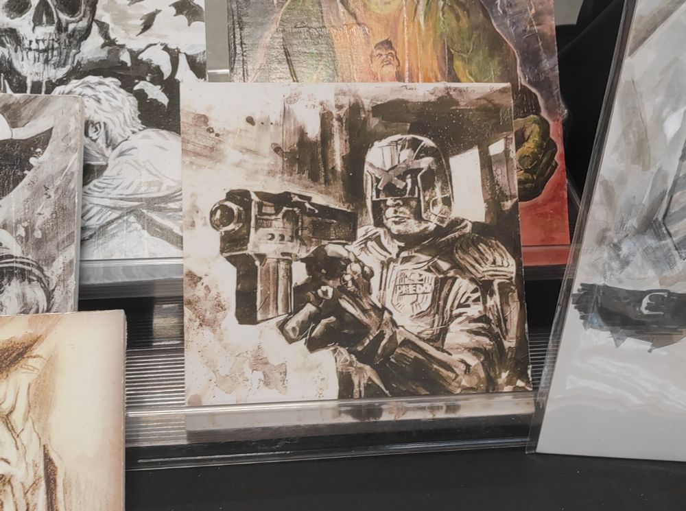 A cool painted picture of Karl Urban Dredd