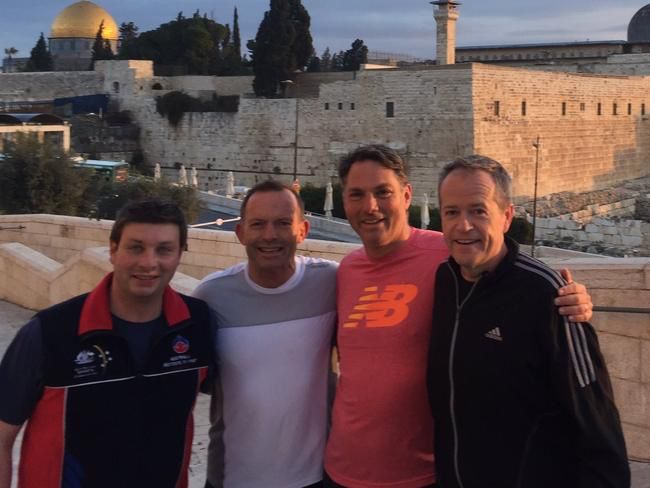 Good friends Tim Smith, Abbott, Marles & Shorten in Jerusalem 2016.