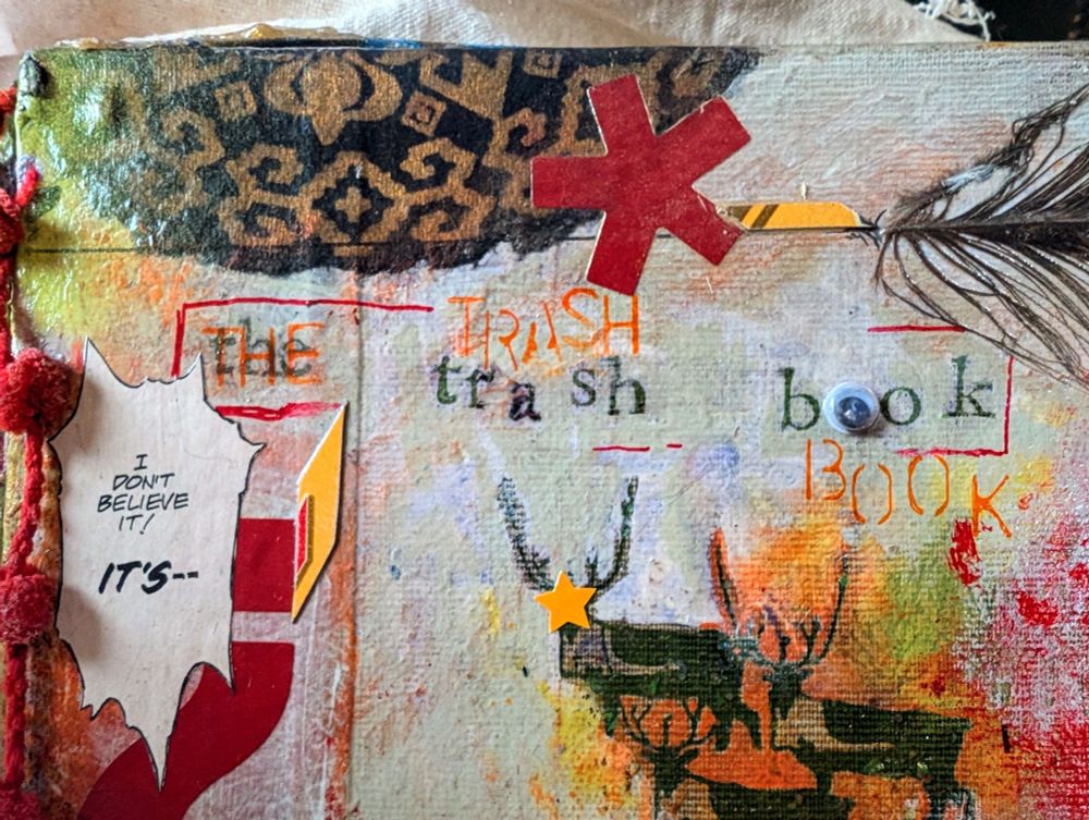 The title of the book, accented with multiple layers of text and comic book panels 