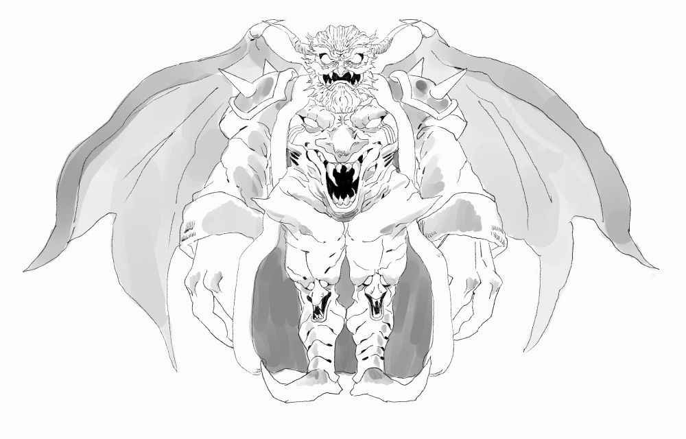 Greyscale shading of Astaroth from ghosts n goblins