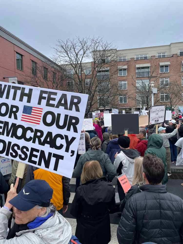 Protest in NJ community square against Trump policies