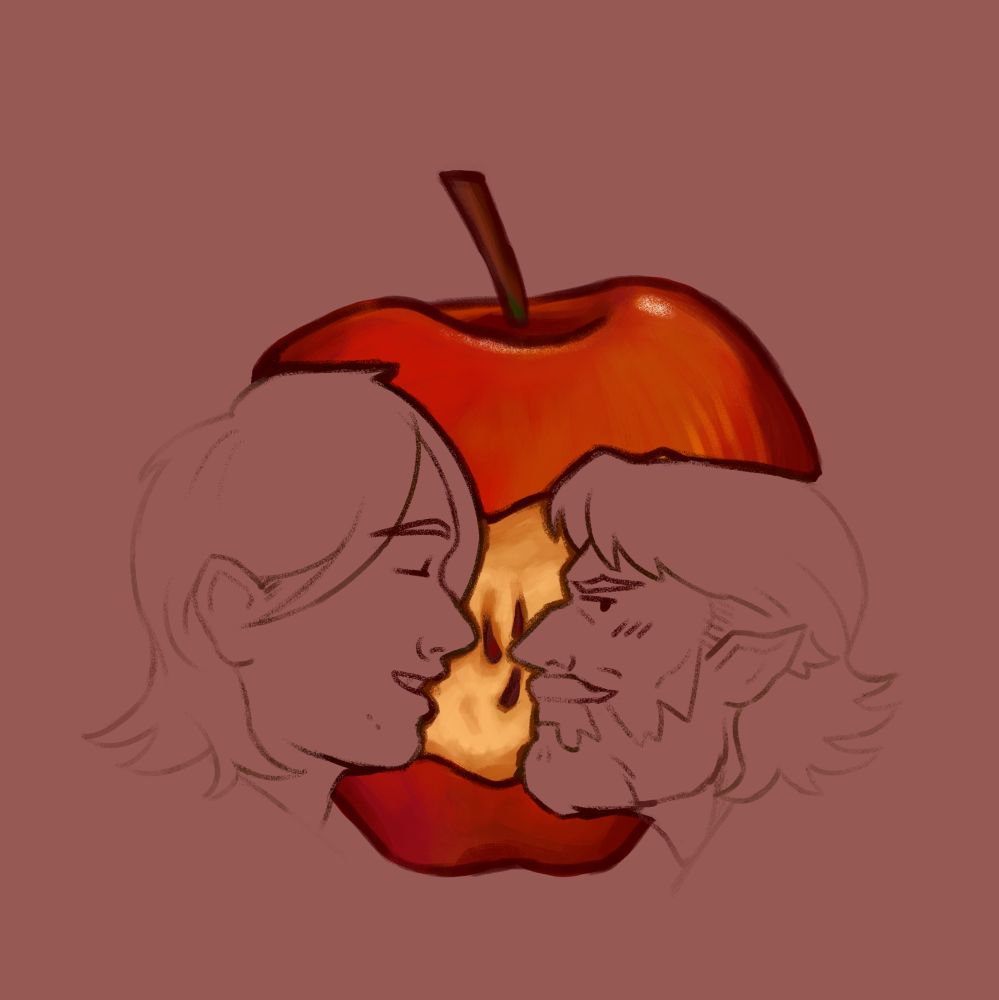 The silhuettes are getting closer, eating away at the apple.