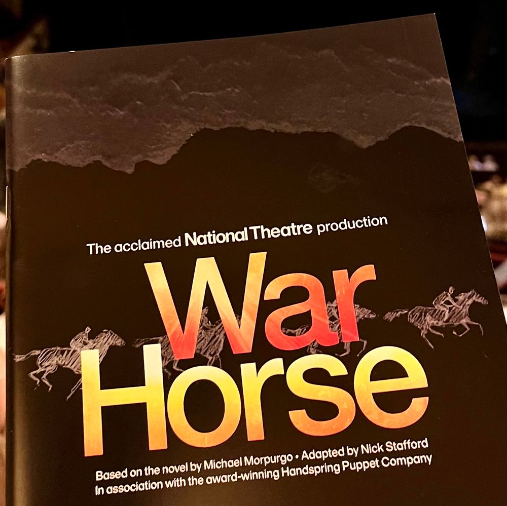 Photo of the programme for the touring National Theatre production of War Horse.
