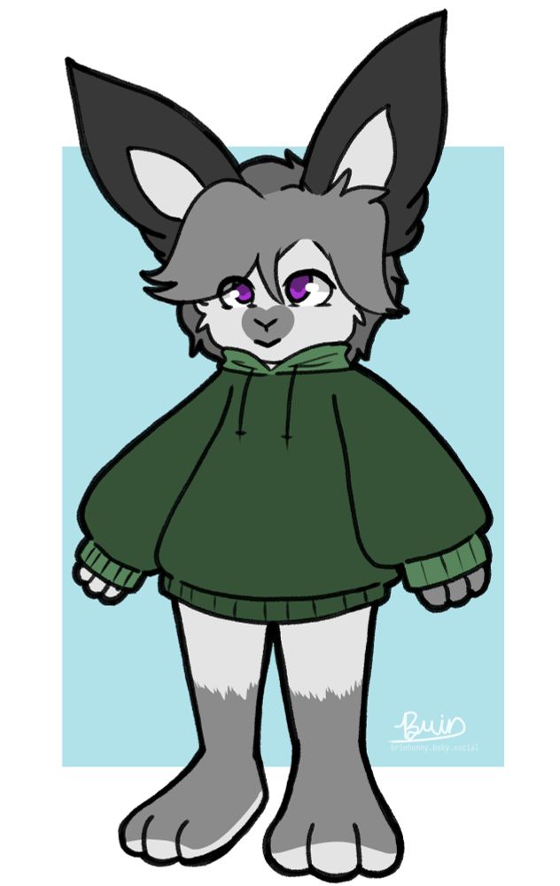 Snowshoe hare in a large hoodie