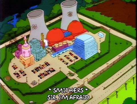 Aerial view of nuclear plant from The Simpsons