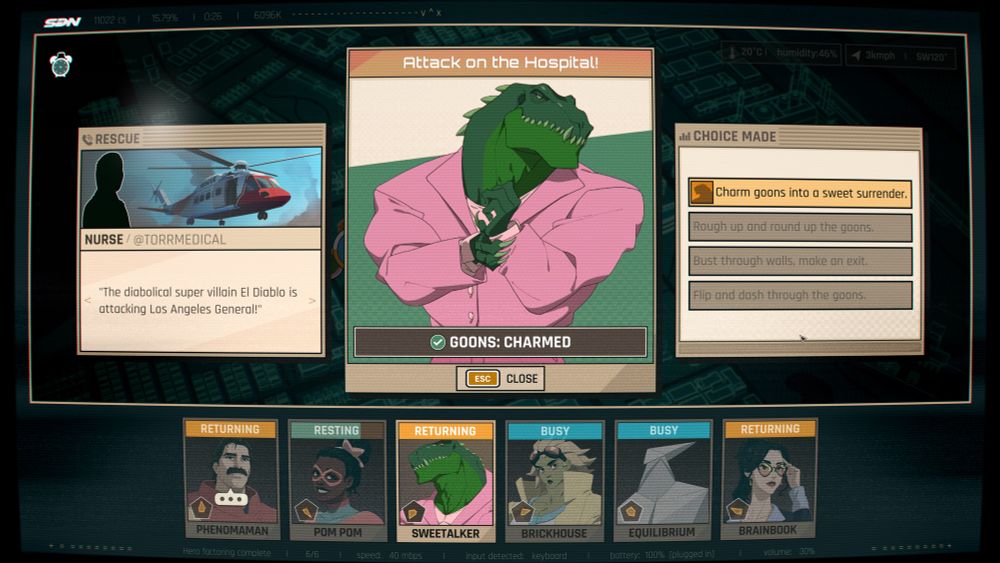 A big muscular anthropomorphic tyrannosaurus rex in a bright pink shirt with matching cuff links. 