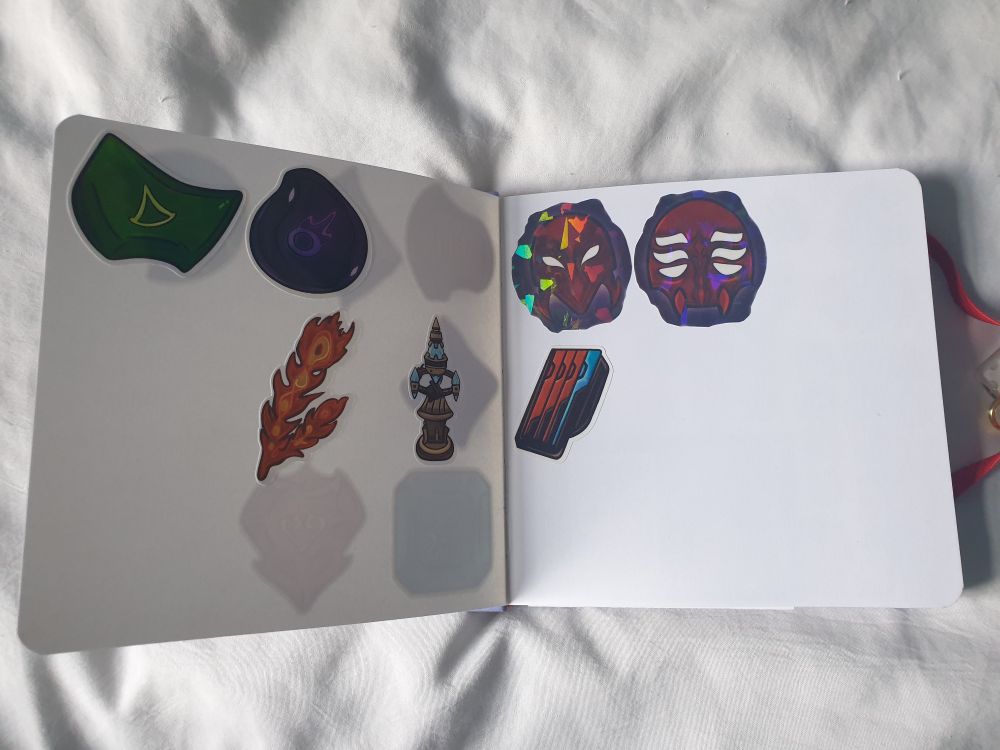 A double page spread of various FFXIV stickers.