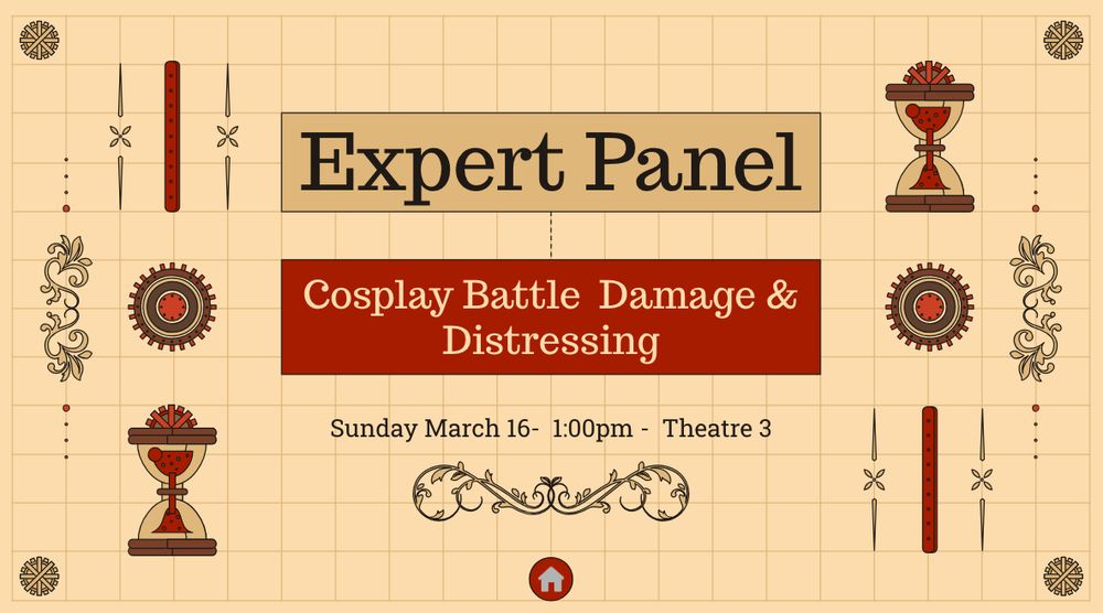 Info graphic: Cosplay Battle Damage and Distressing panel at Toronto Comicon, Sunday March 16th 1:00pm at Theatre 3.
