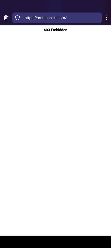 403 error on the Ars homepage.