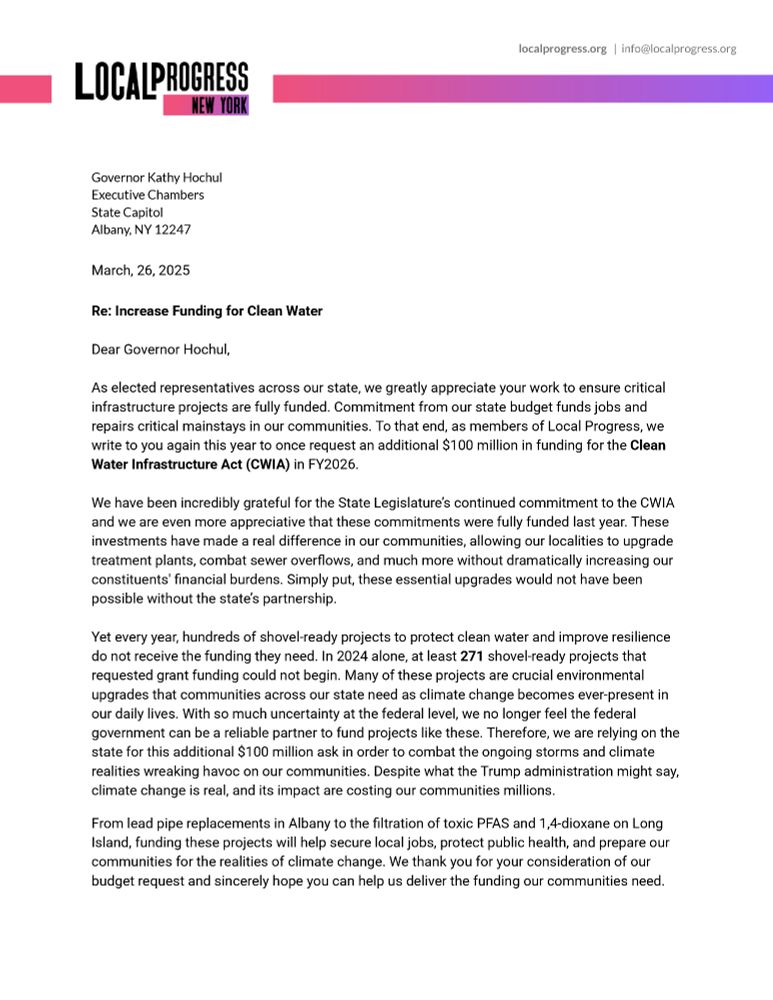 A white letter with a colorful header and black text.