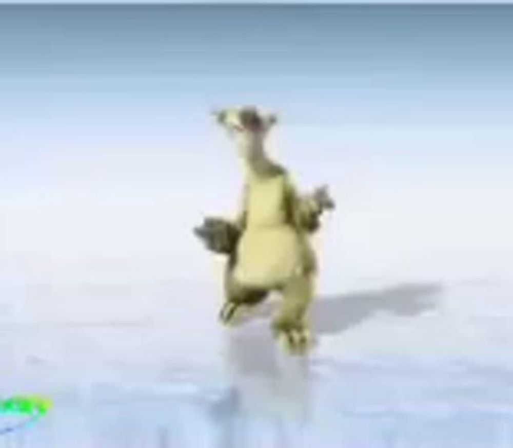 a cartoon bear is standing in the snow on its hind legs .