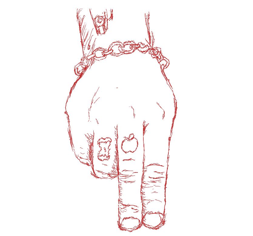 Drawing of my coworkers hand while he played chess 