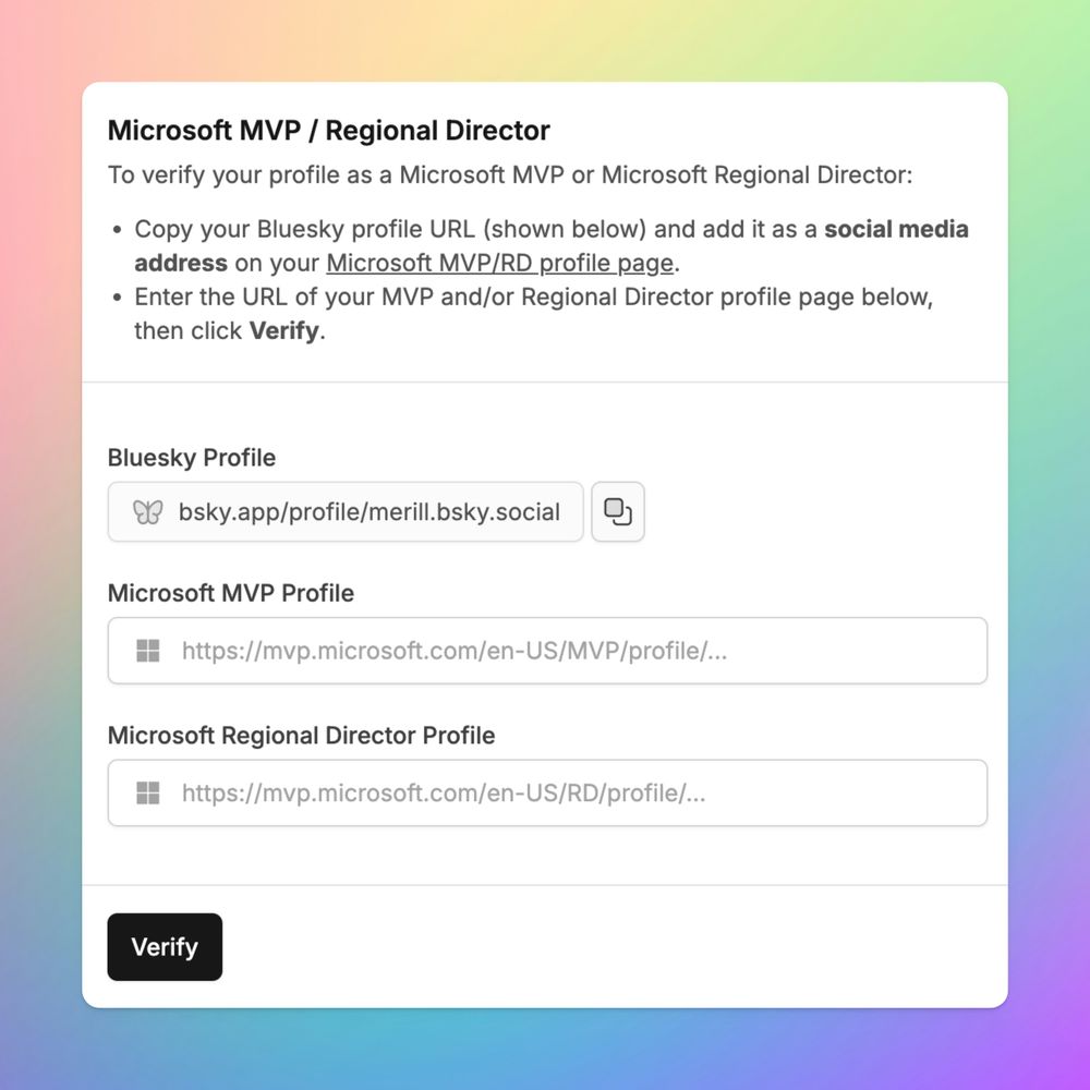 Screenshot showing the MVP verification section