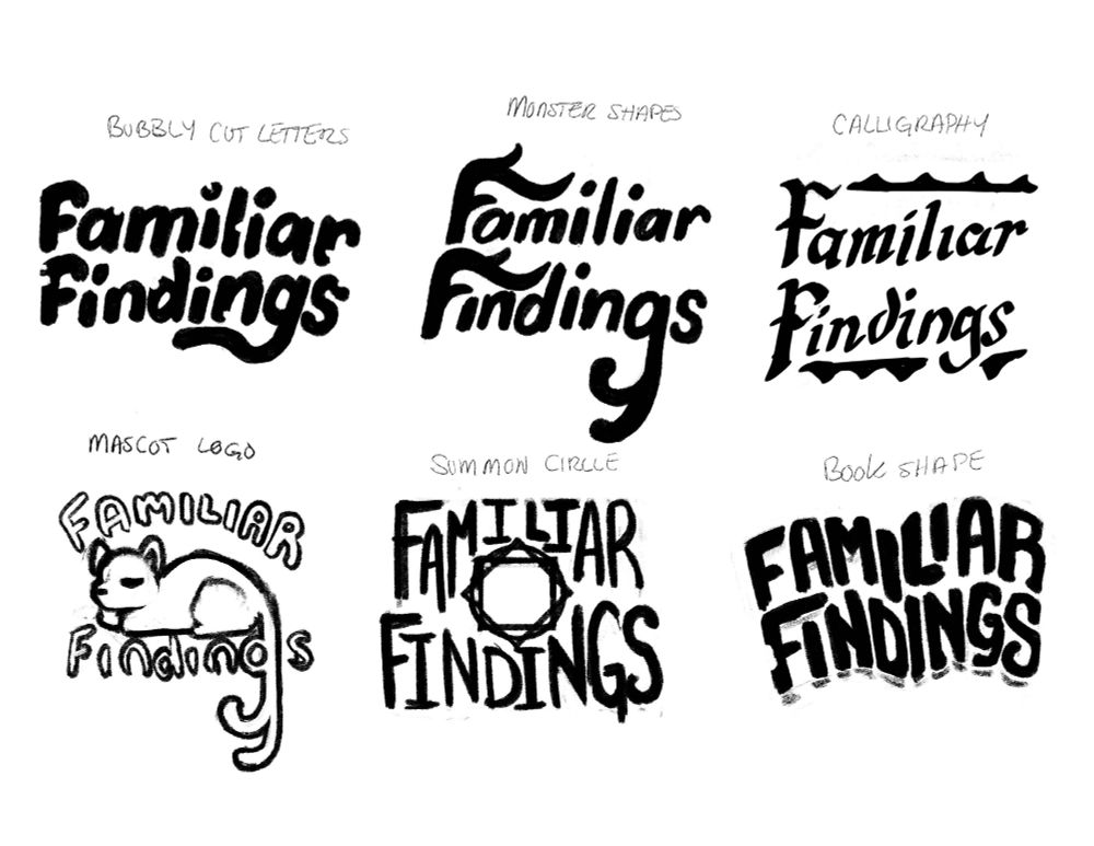 Sketches of six different logo ideas