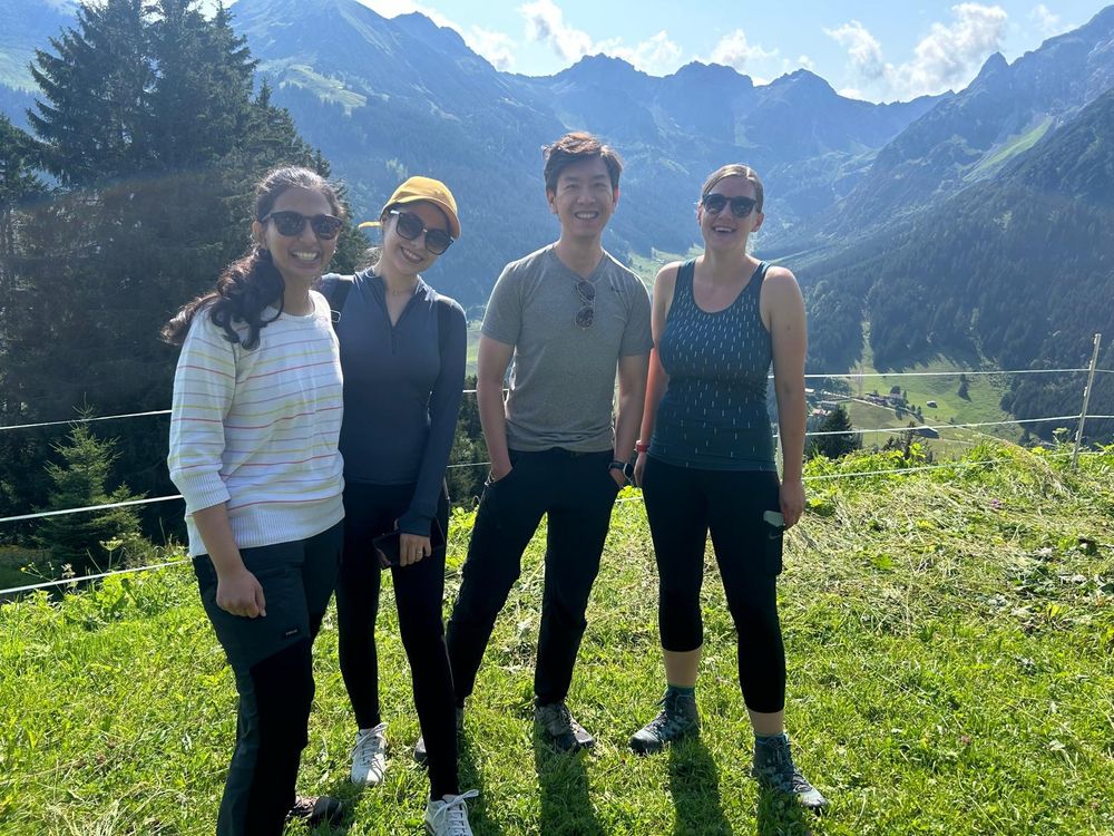 Group picture at institute retreat at the Austrian Alps. Left to right: Amulya, Newsha, Felix, Dorothee