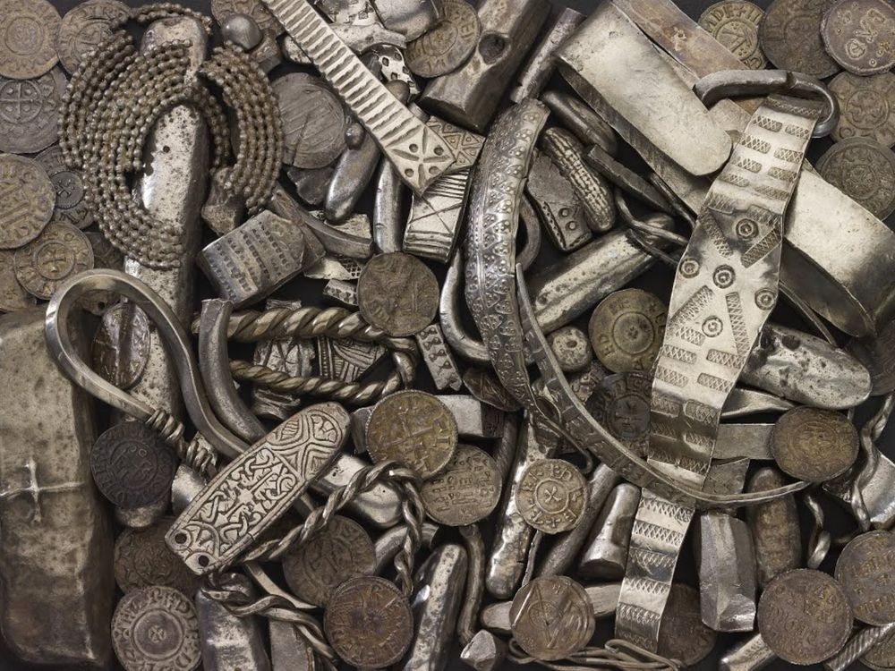 Coins and bullion from the Cuerdale Hoard.