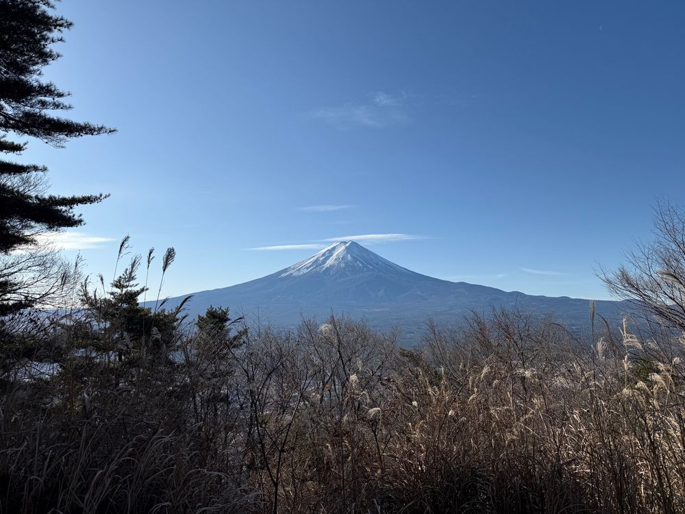 A view of Mt. Fuji from the viewpoint of Takeda Shingen Warring States plaza.  